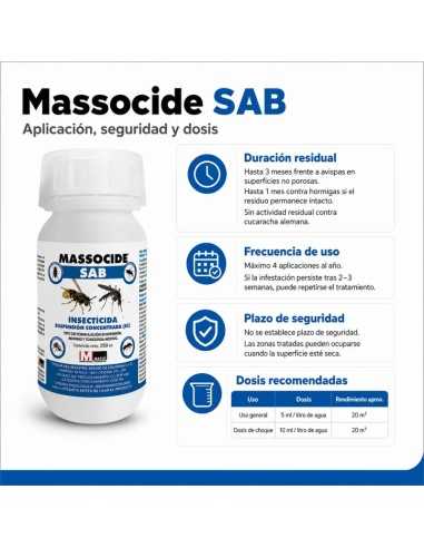 Massocide SAB insecticida contra mosquitos y moscas concentrado
