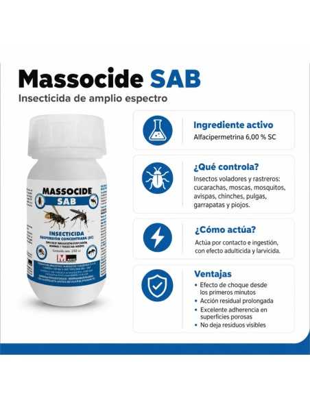 Massocide SAB insecticida contra mosquitos y moscas concentrado